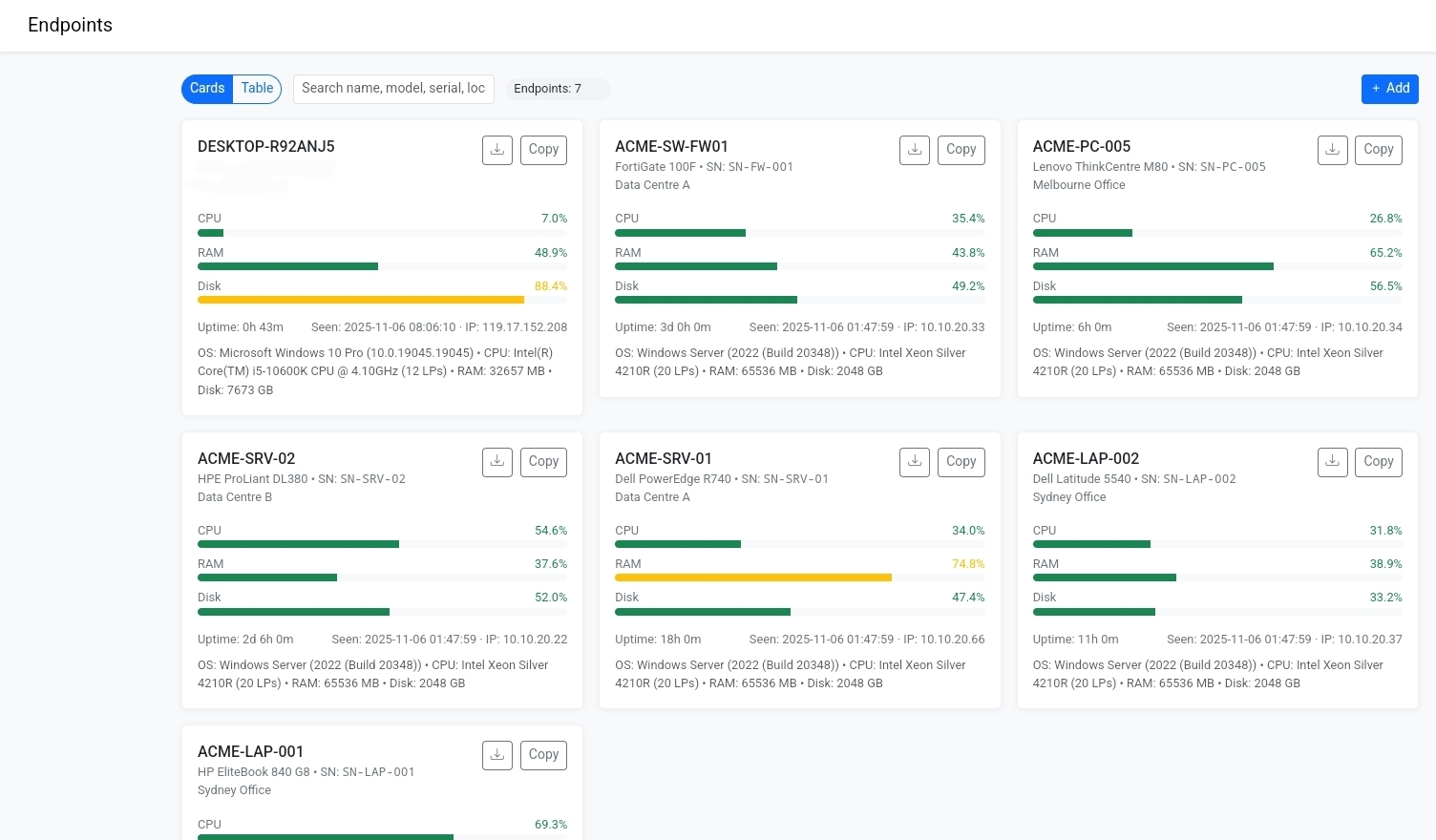 Asset management interface